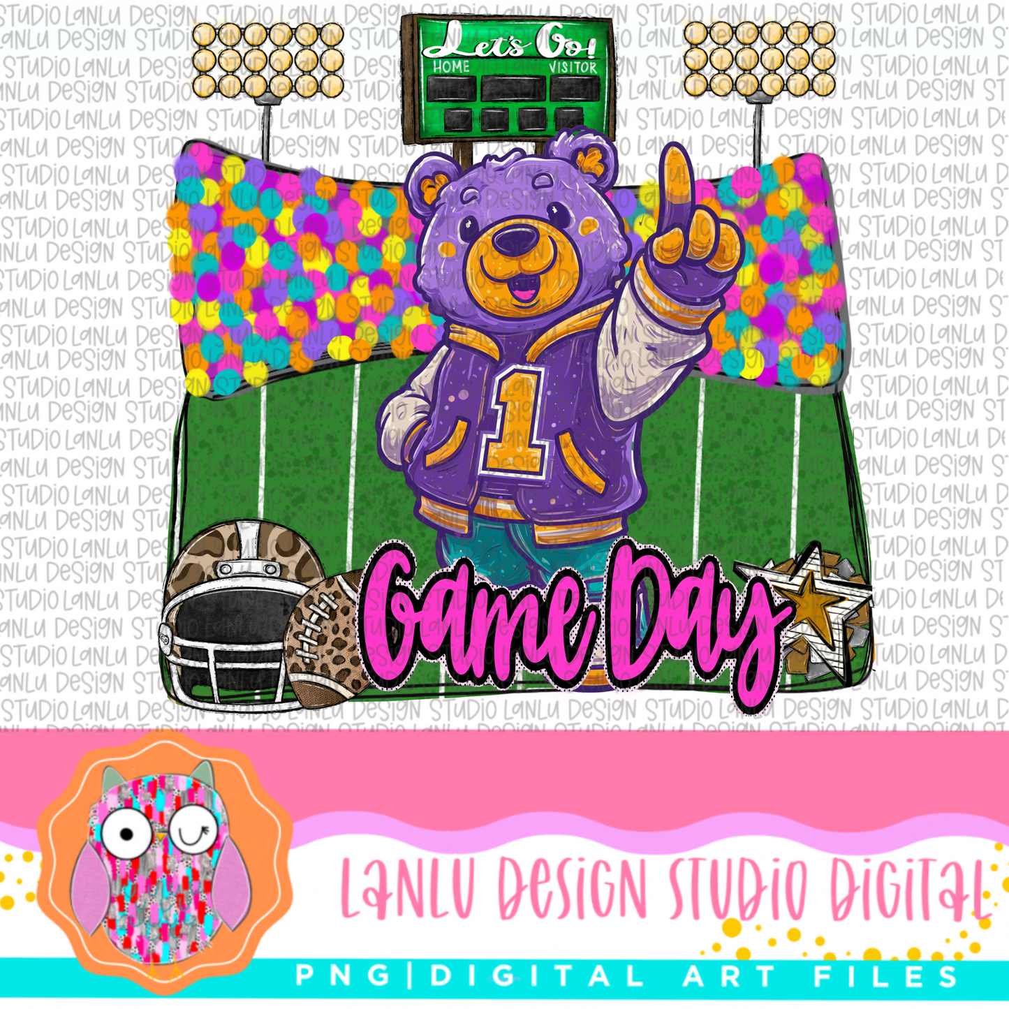 Game Day Preppy Touchdowns Stadium Mascot PNG