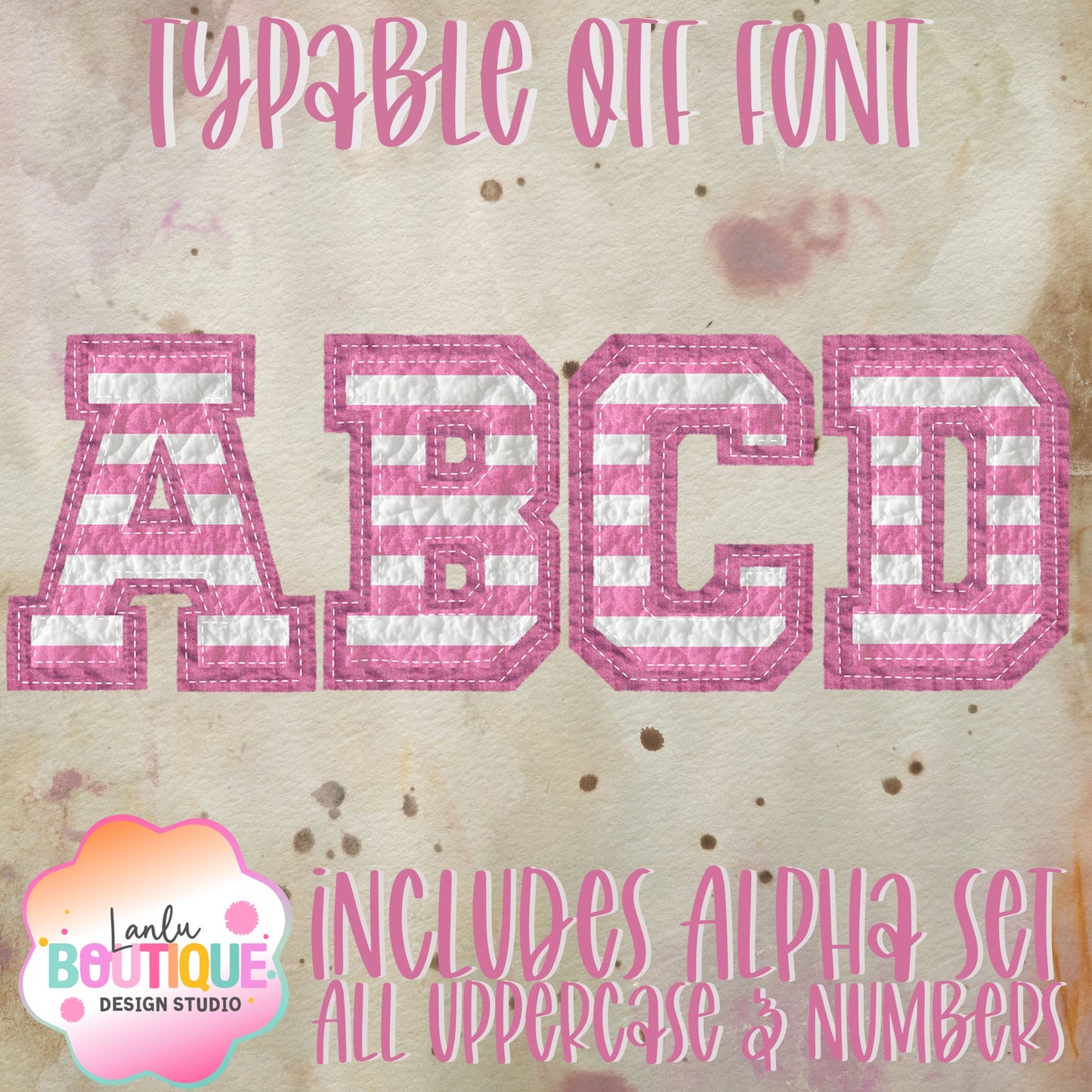 Quilted Pink and White Stripe OTF Typable Alpha