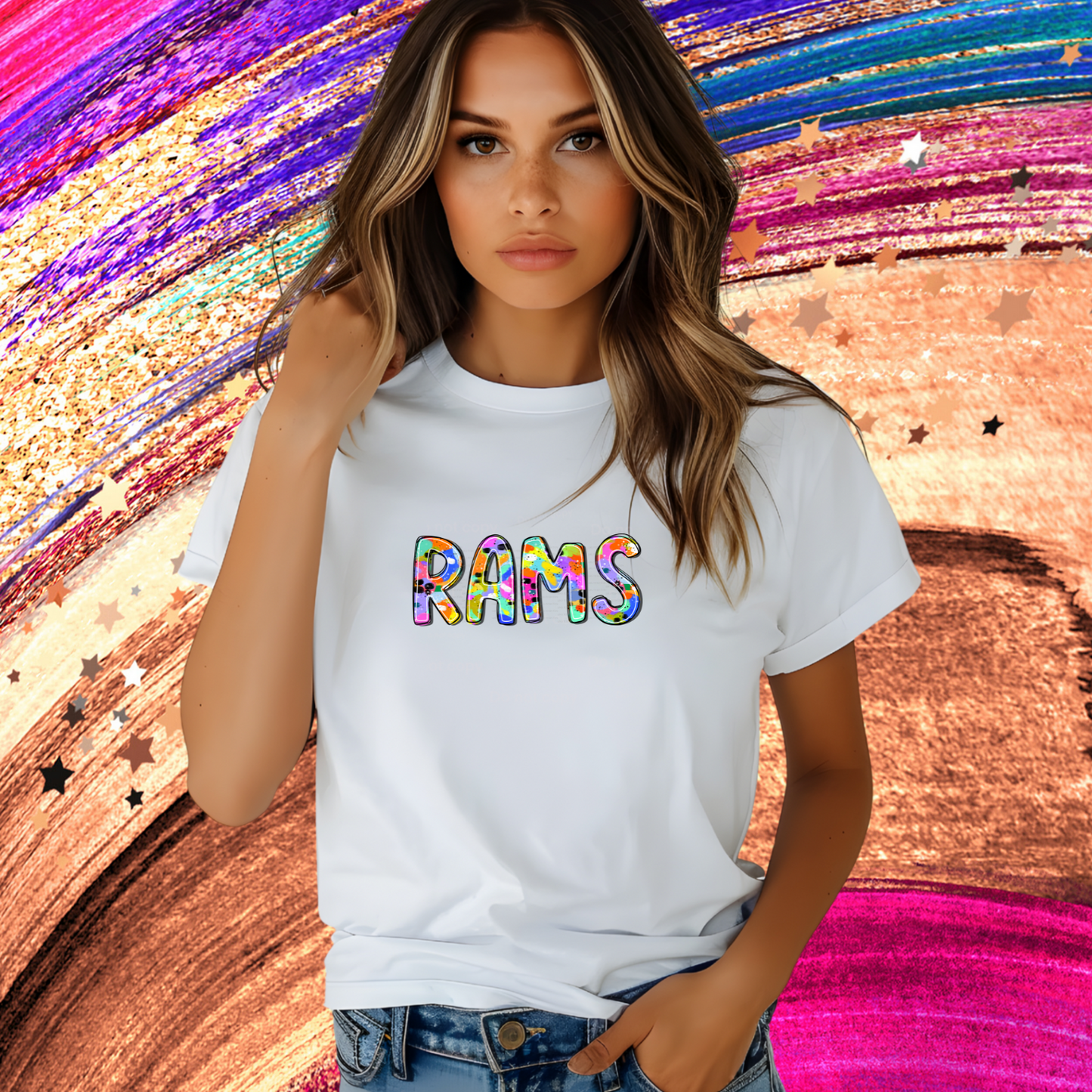 ABSTRACT PAINT MASCOT TEE | RAMS