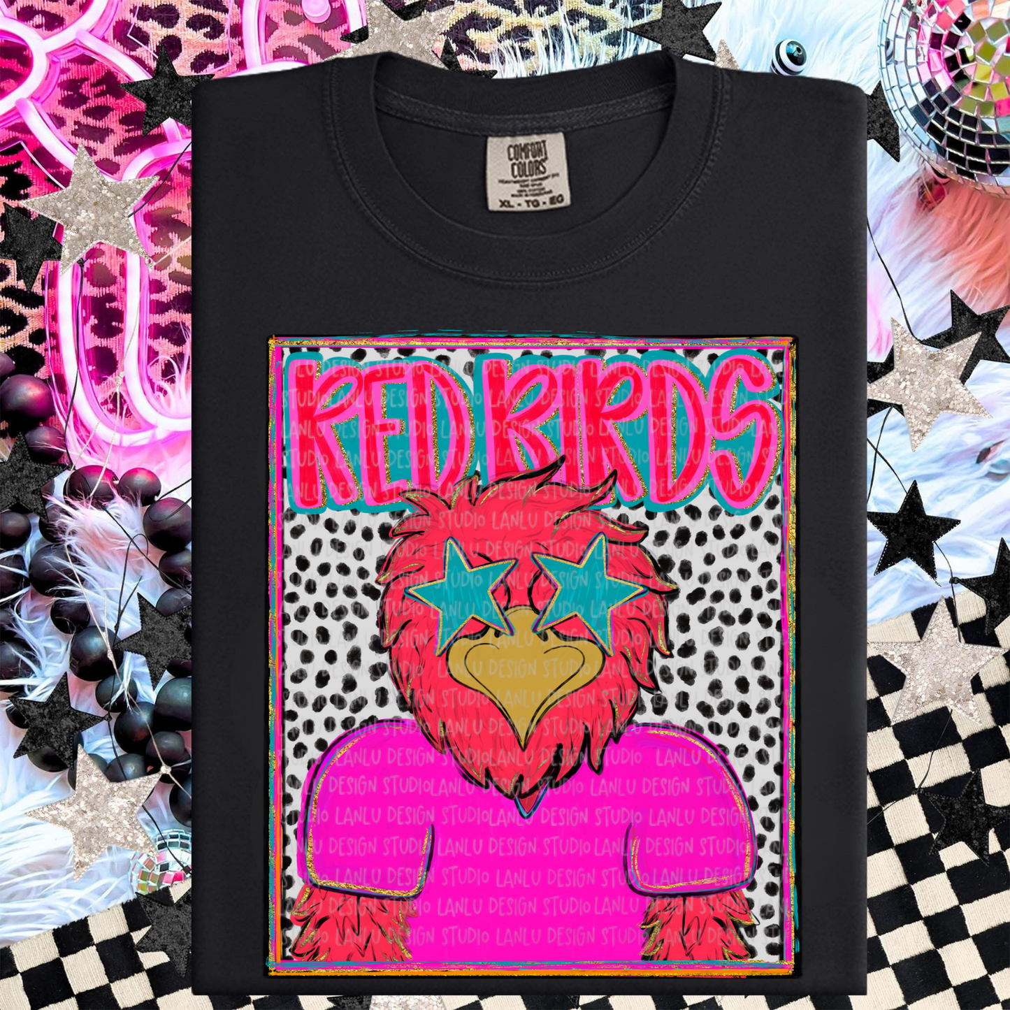 REDBIRDS PREPPY MASCOT PORTRAIT TEE | TEAM SPIRIT| GAME DAY