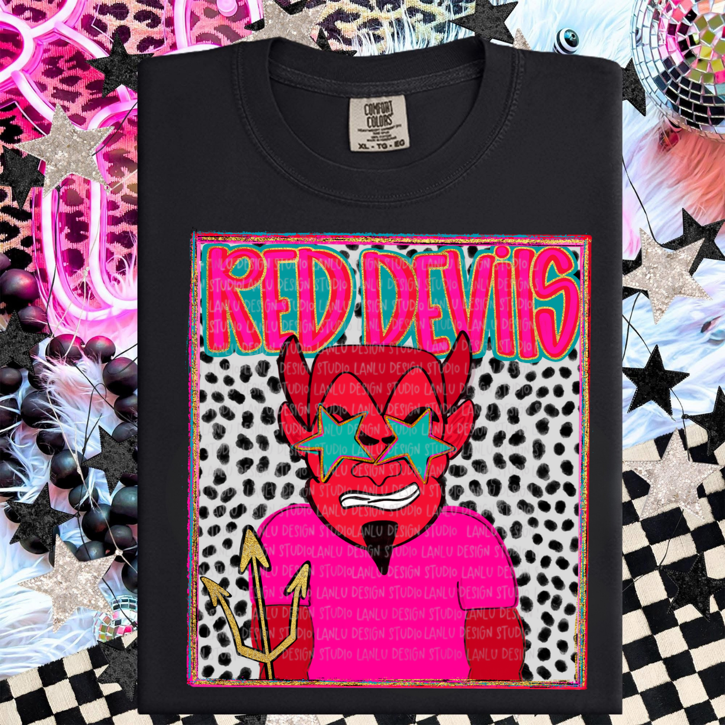 RED DEVILS PREPPY MASCOT PORTRAIT TEE | TEAM SPIRIT| GAME DAY