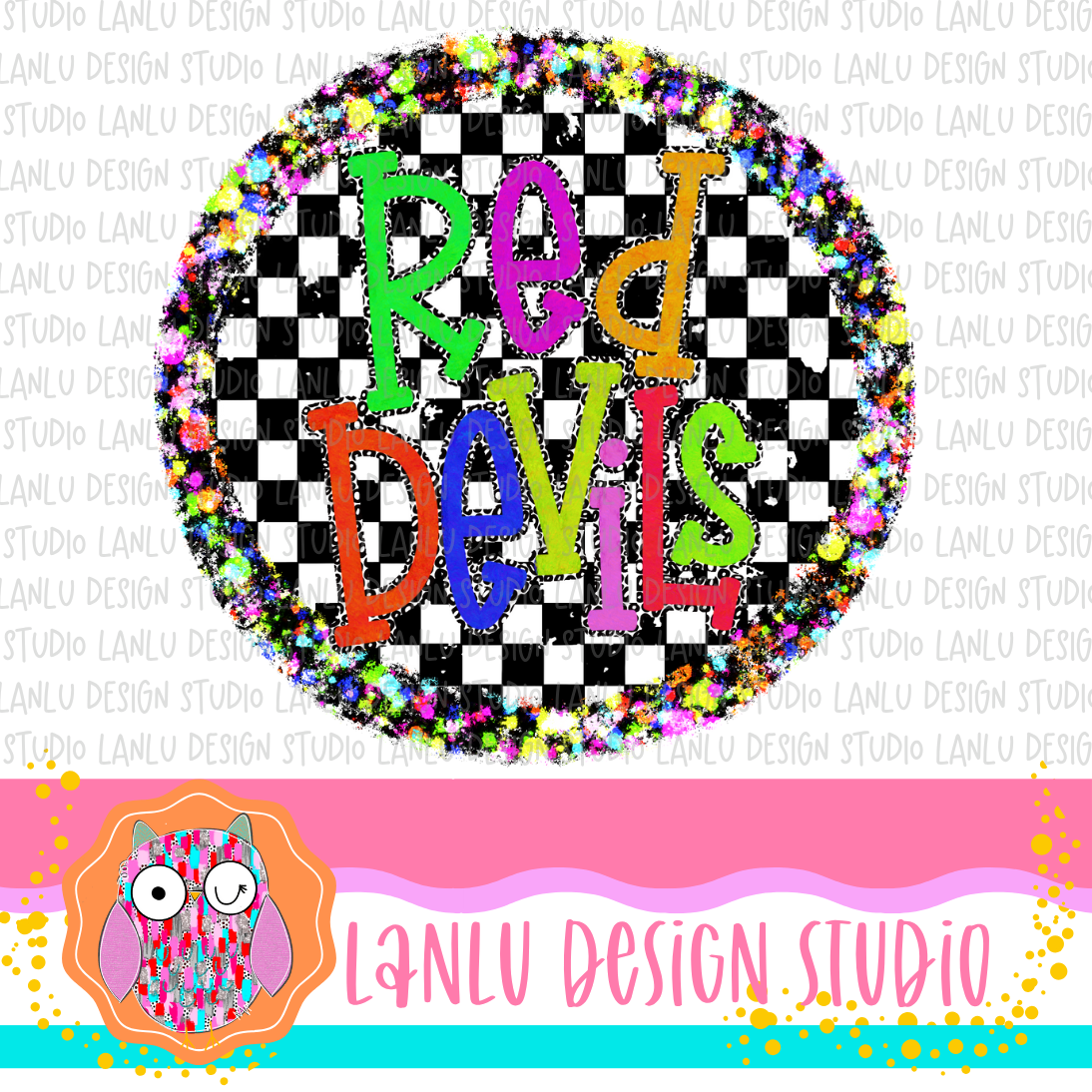 Preppy Brights Checkered Mascot PNG |Red Devils I