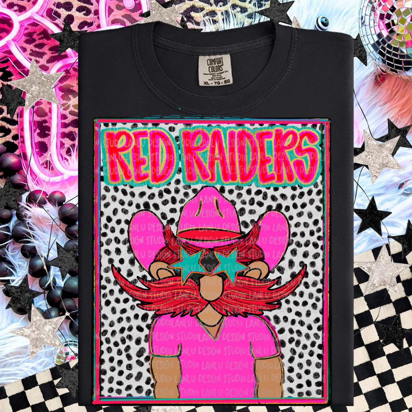 RED RAIDERS PREPPY MASCOT PORTRAIT TEE | TEAM SPIRIT| GAME DAY