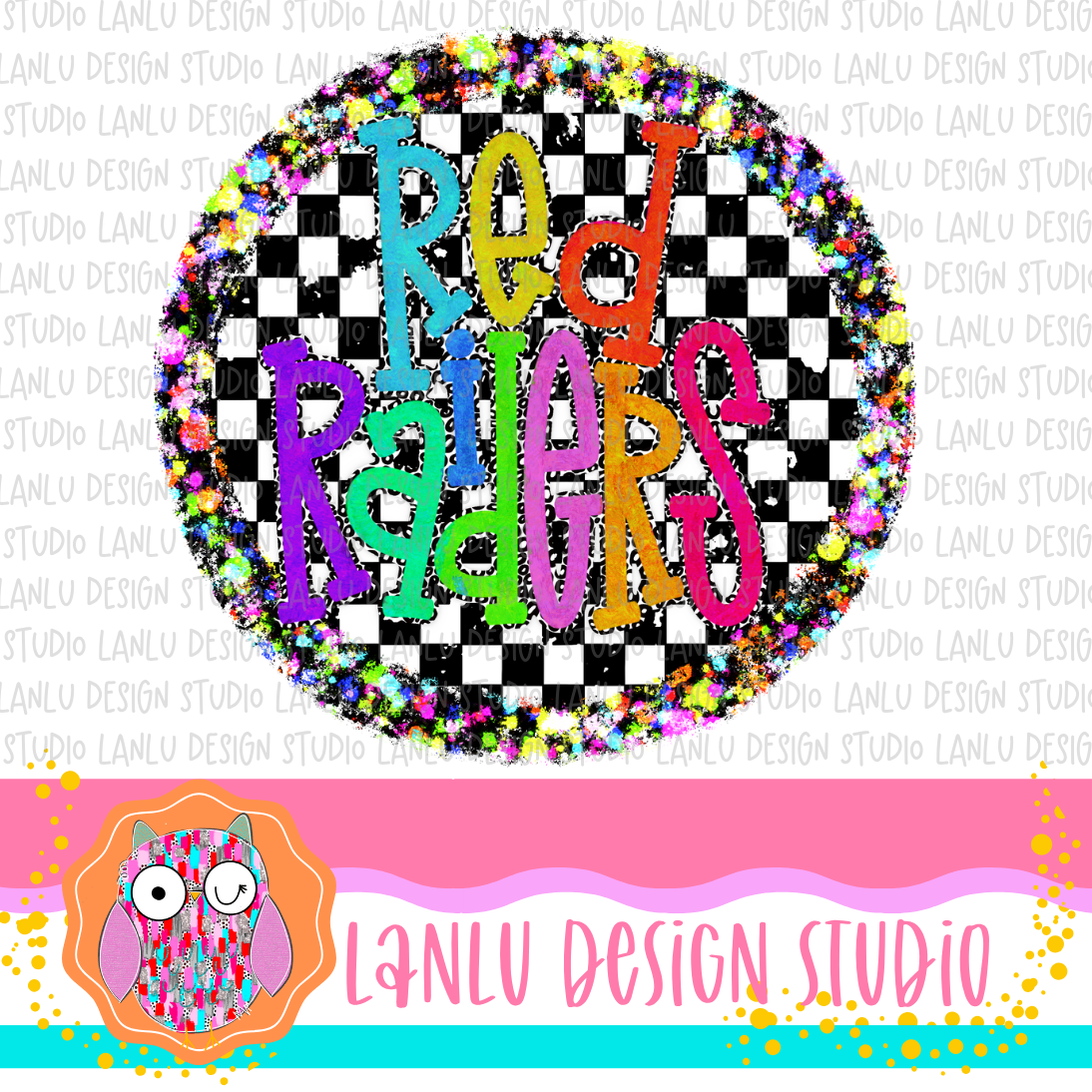 Preppy Brights Checkered Mascot PNG | Red Raiders
