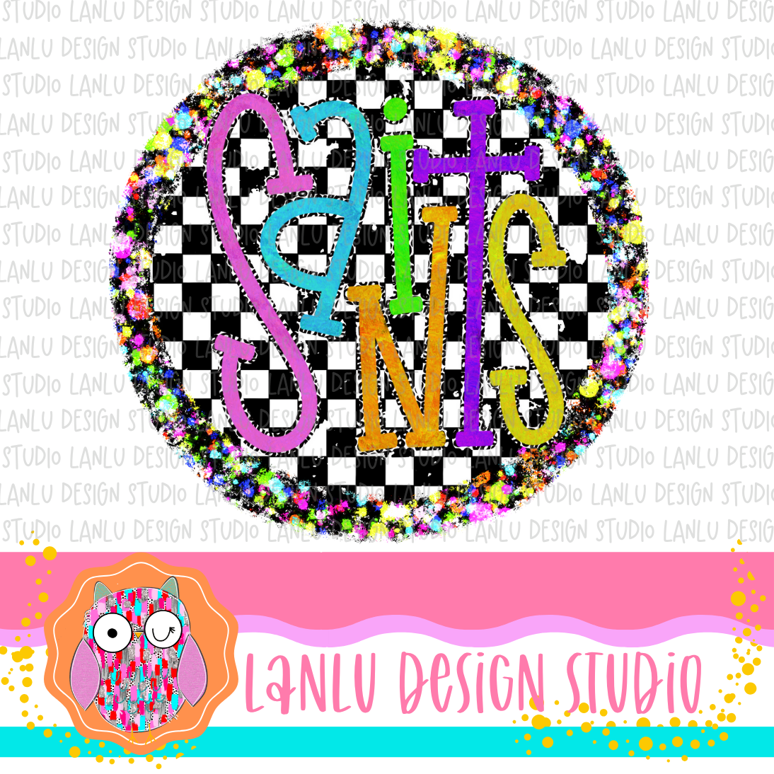 Preppy Brights Checkered Mascot PNG | Saints
