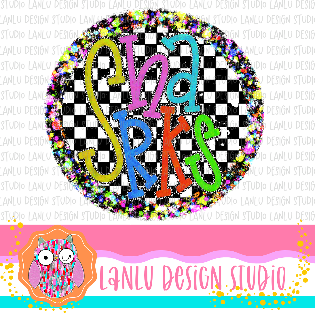 Preppy Brights Checkered Mascot PNG | Sharks I