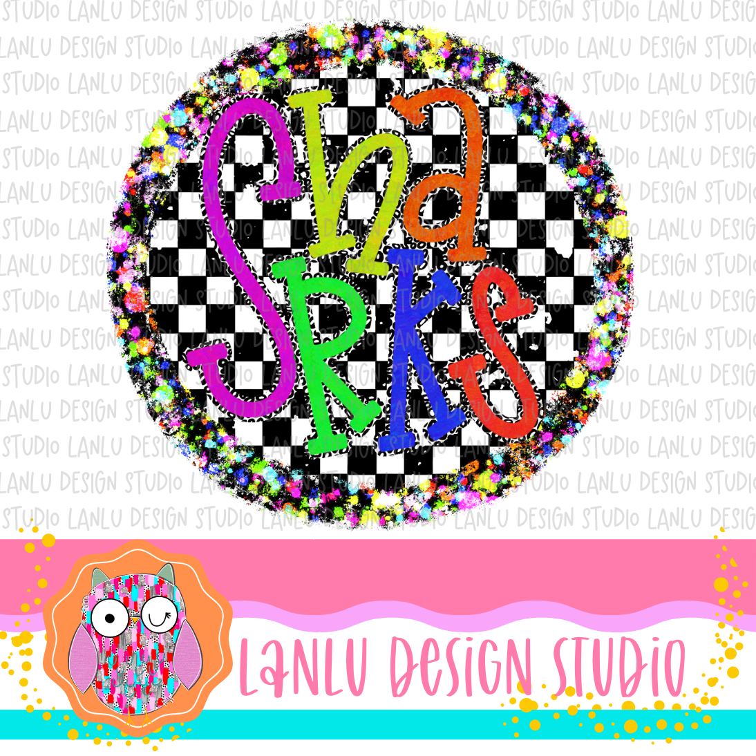 Preppy Brights Checkered Mascot PNG | Sharks II