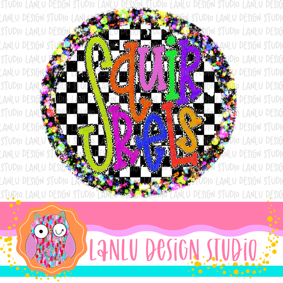 Preppy Brights Checkered Mascot PNG |Squirrels I (Copy)