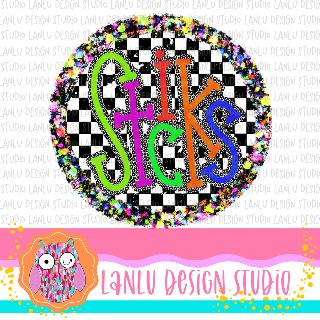 Preppy Brights Checkered Mascot PNG | Sticks