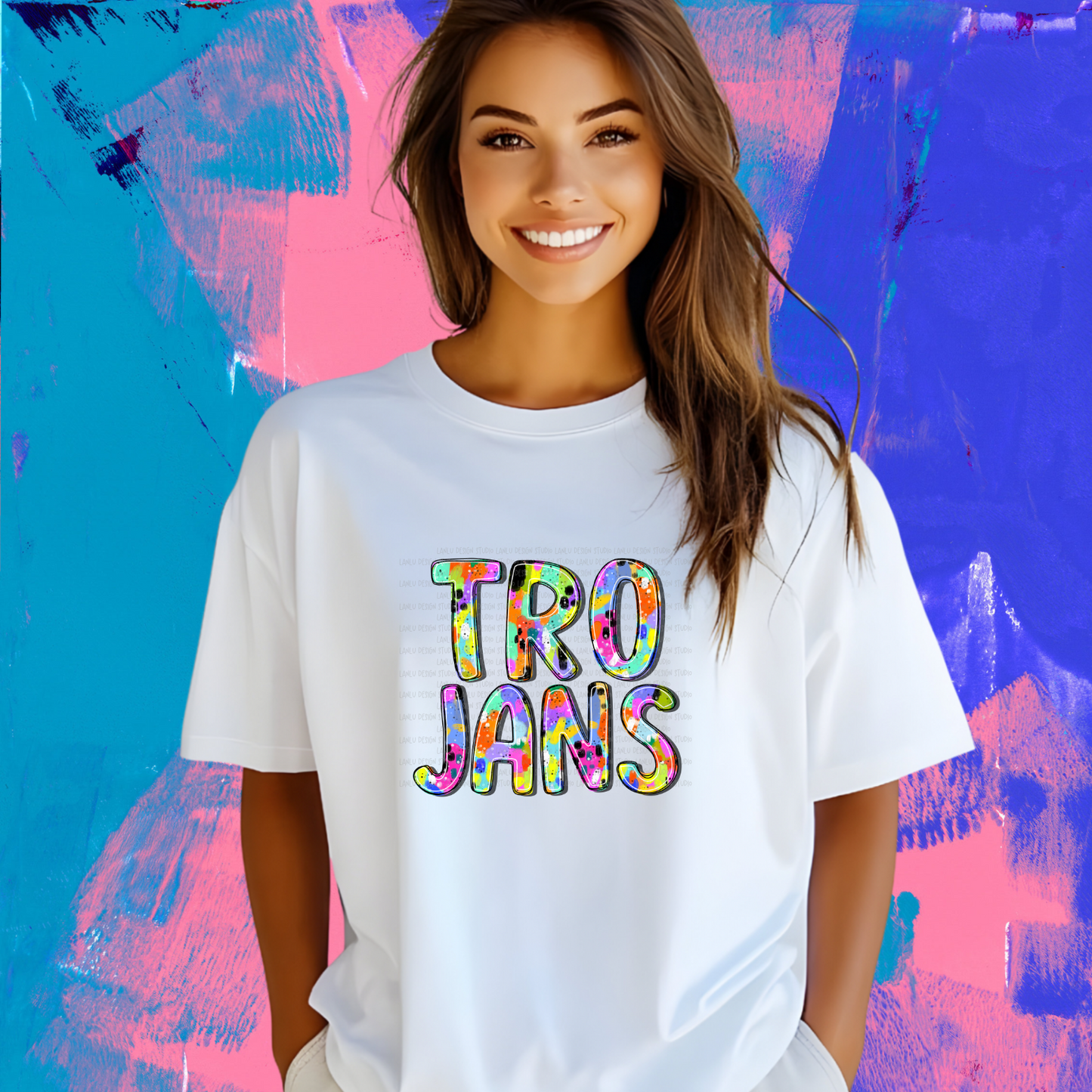 ABSTRACT PAINT MASCOT TEE | TROJANS