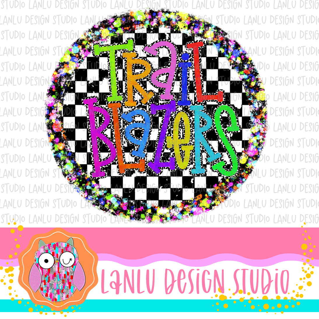 Preppy Brights Checkered Mascot PNG | Trail Blazers