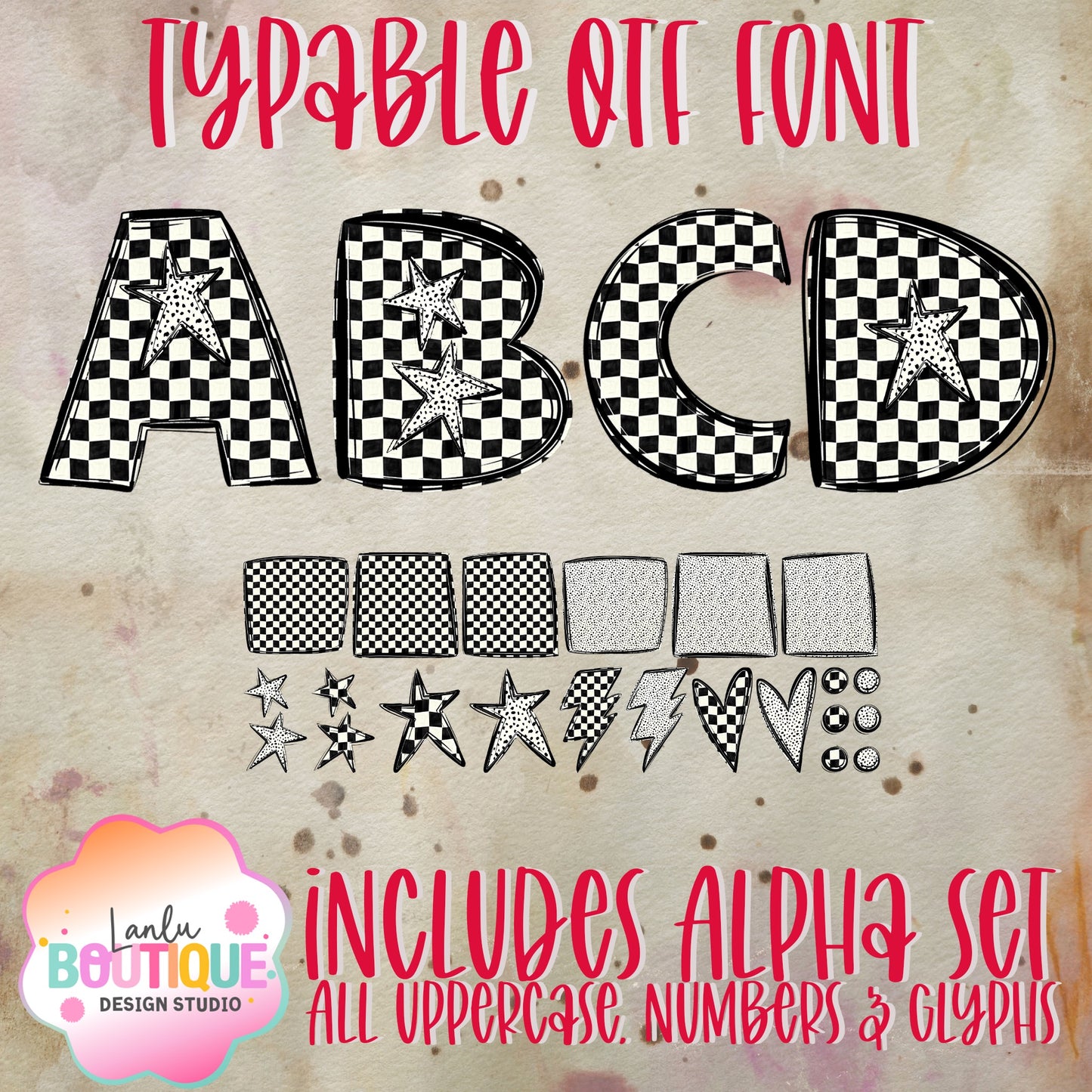 Black & White Checkered Spirit OTF Typable Alpha
