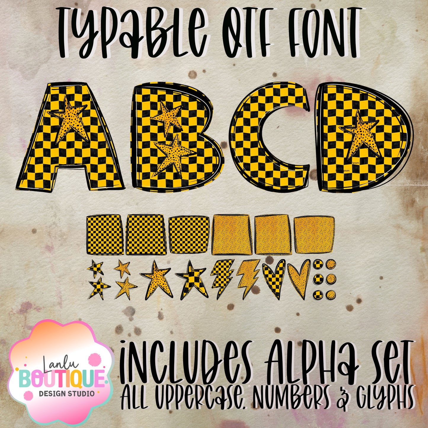 Yellow Checkered Spirit OTF Typable Alpha