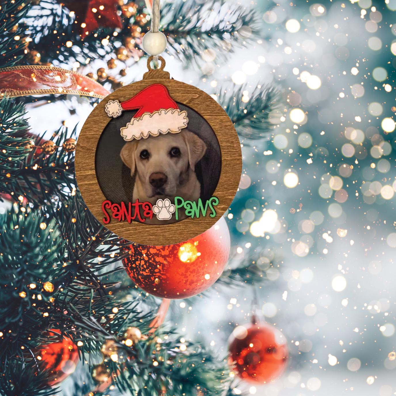 Santa Paws Layered Christmas Photo Ornament| Christmas Ornaments | Handmade Christmas Gifts | Custom