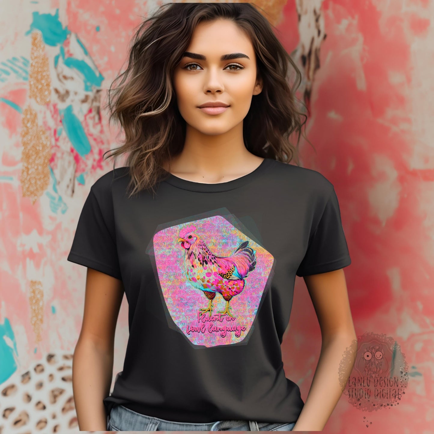 Vibrant Fluent in Fowl Language Chicken Art |300 DPI Sublimation& DTF Printable Digital Download|