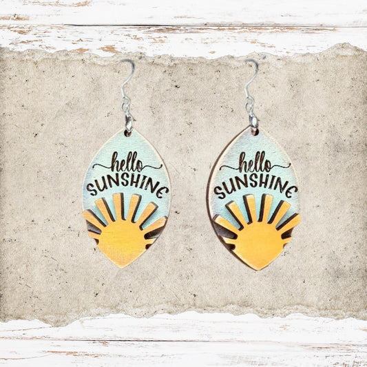 Hello Sunshine Dangle Earring Set | Hand-Painted Lightweight Earrings| Spring Earring | Wood Earrings