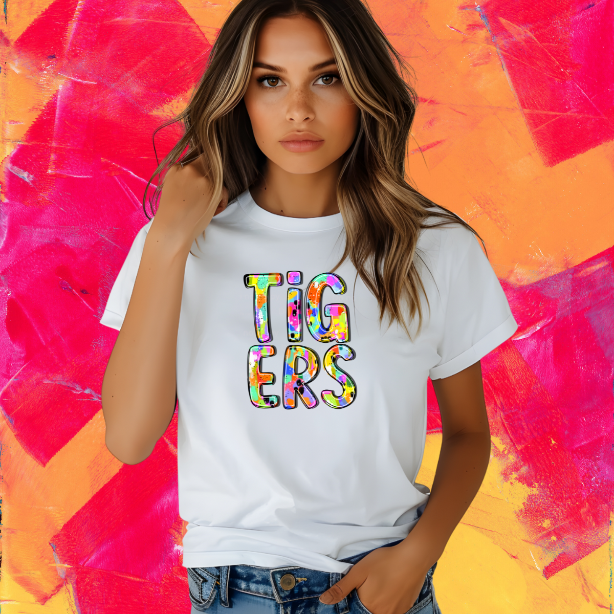 ABSTRACT PAINT MASCOT TEE | TIGERS