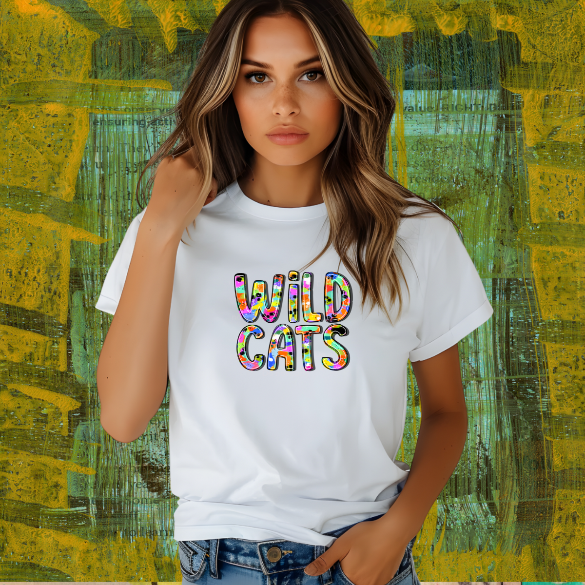 ABSTRACT PAINT MASCOT TEE | WILDCATS