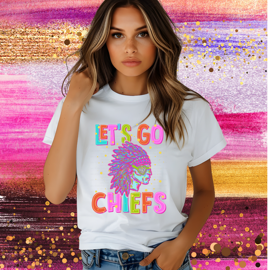 NEON LET'S GO CHEIFS | MASCOT TEE | SCHOOL SPIRIT | GAME DAY