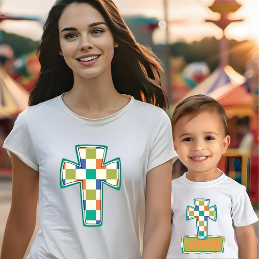 Cross Easter Kids and Adult T-Shirt | Cross Tee |Tote & Travel Bag| Tea Towel| Hand Made Pillow| Easter Gift|
