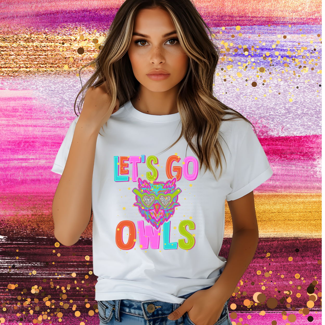 NEON LET'S GO OWLS| MASCOT TEE | SCHOOL SPIRIT | GAME DAY
