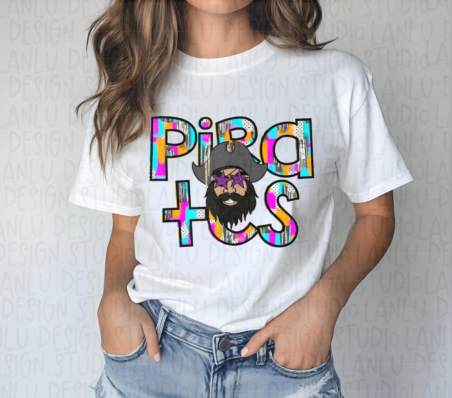 Preppy Paint Stroke Star Eyes Mascot PNG |Pirates