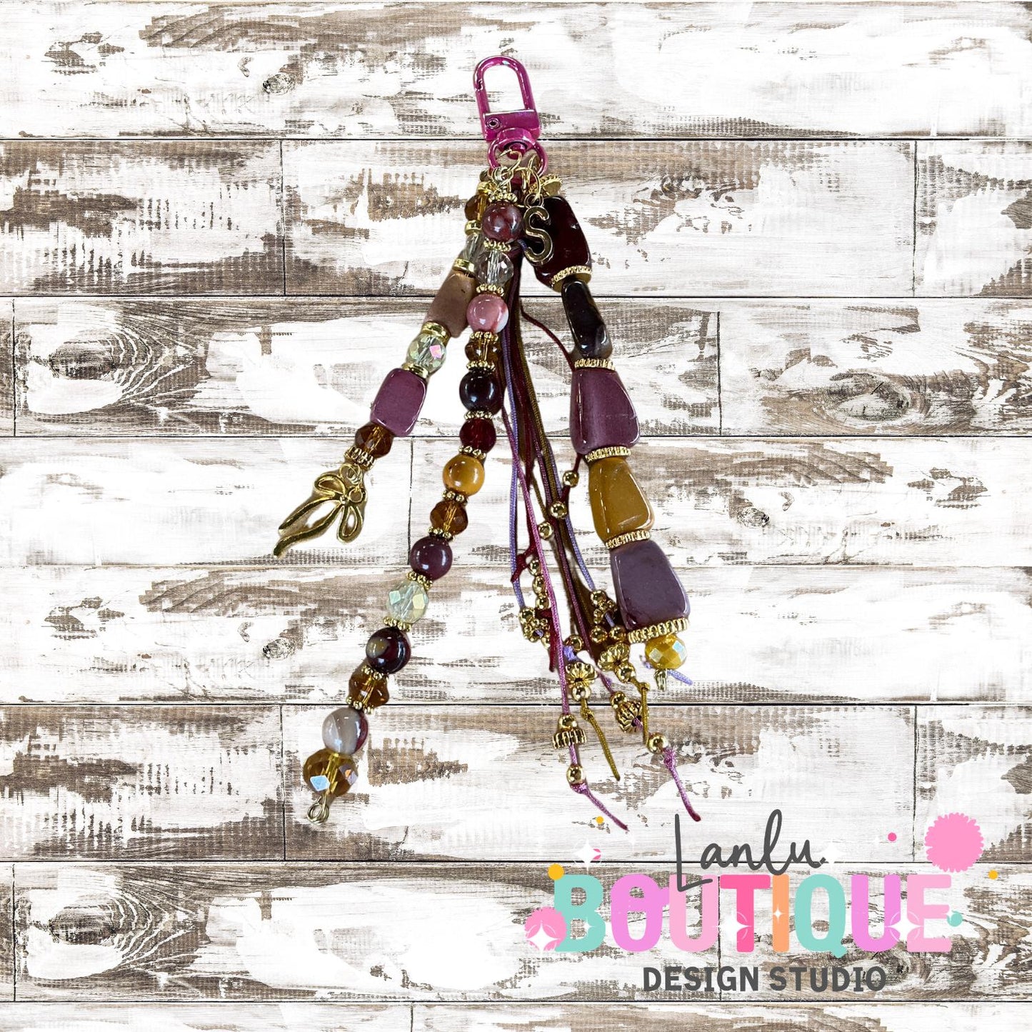 Custom Beaded Keychain | Personalized Name Keychain | Natural Bag Charm | Cute Gift for Her| Handmade Keychain Accessories