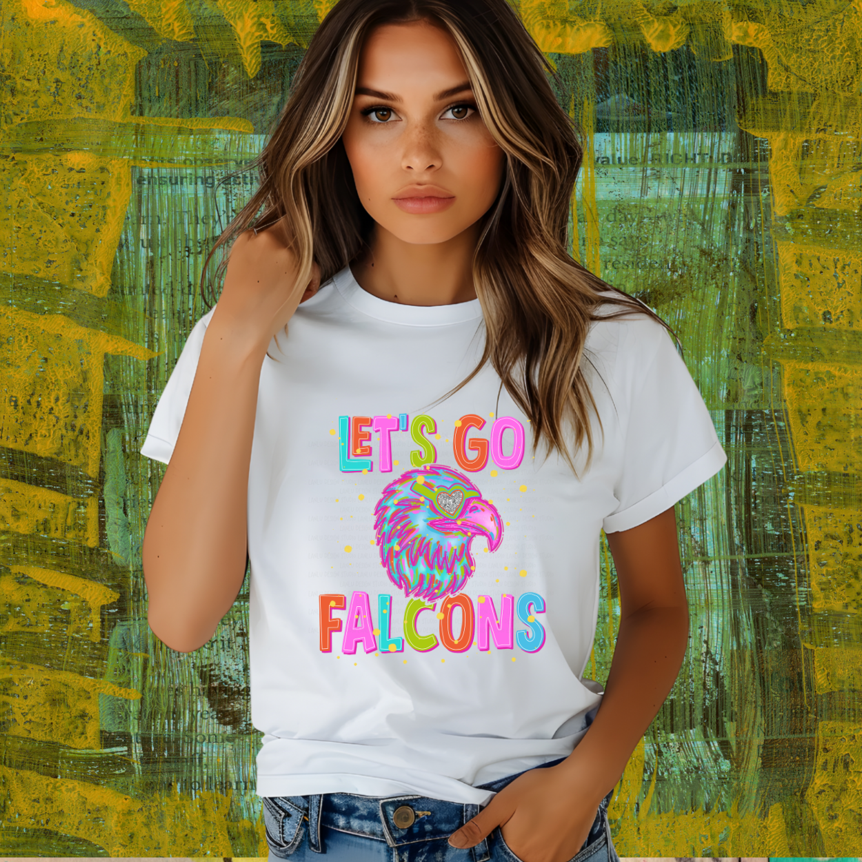 NEON LET'S GO FALCONS | MASCOT TEE | SCHOOL SPIRIT | GAME DAY