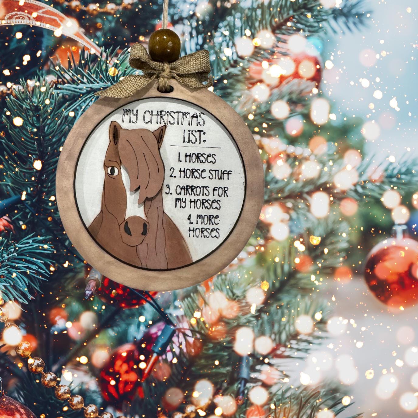 Horse Christmas List Layered Christmas Ornament| Christmas Ornaments | Handmade Christmas Gifts | Custom