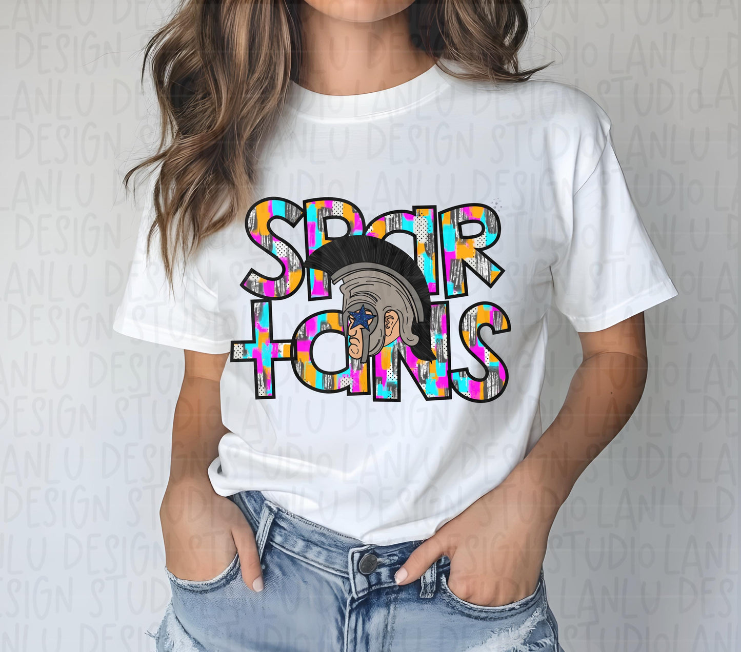 Preppy Paint Stroke Star Eyes Mascot PNG |Spartans