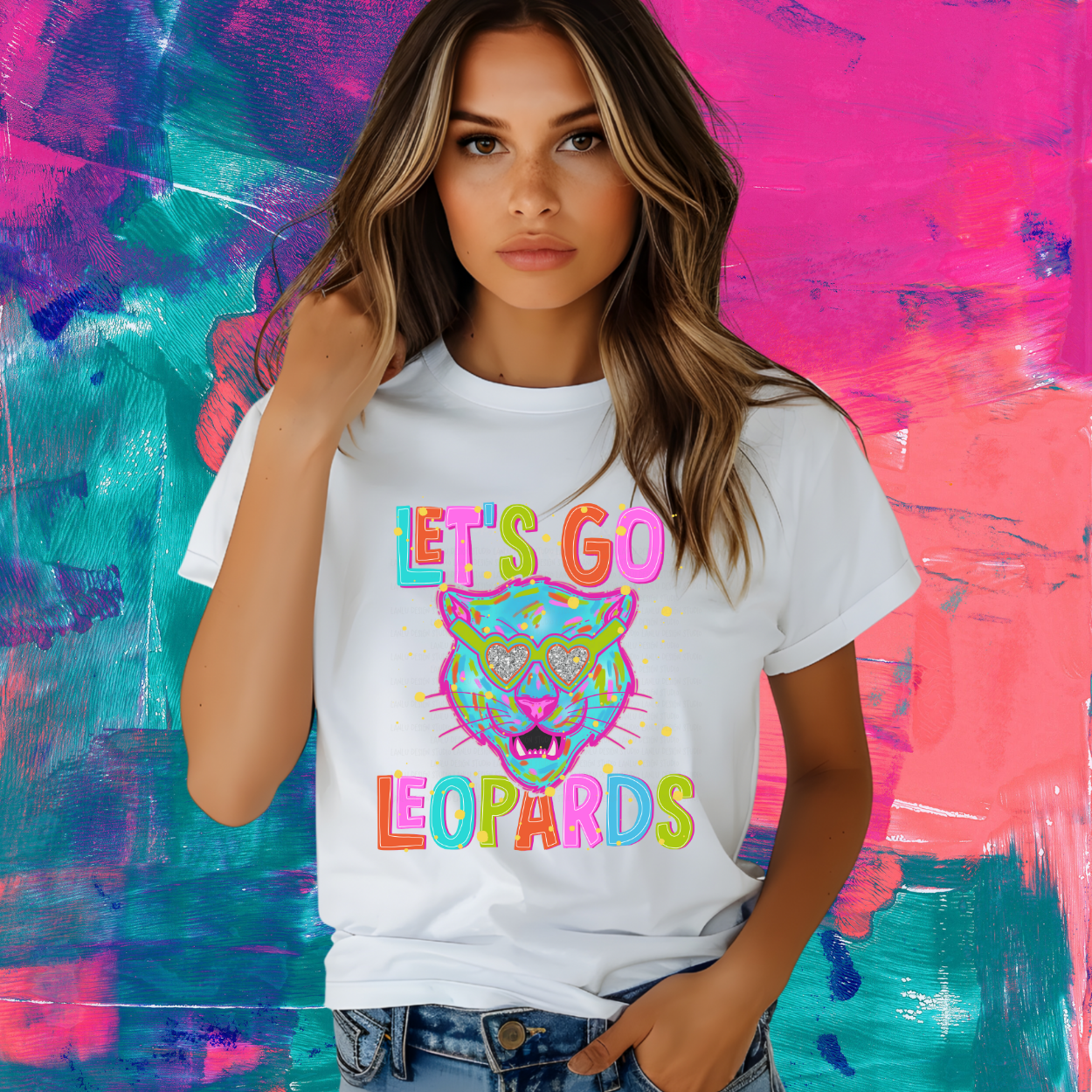 NEON LET'S GO LEOPARDS   | MASCOT TEE | SCHOOL SPIRIT | GAME DAY