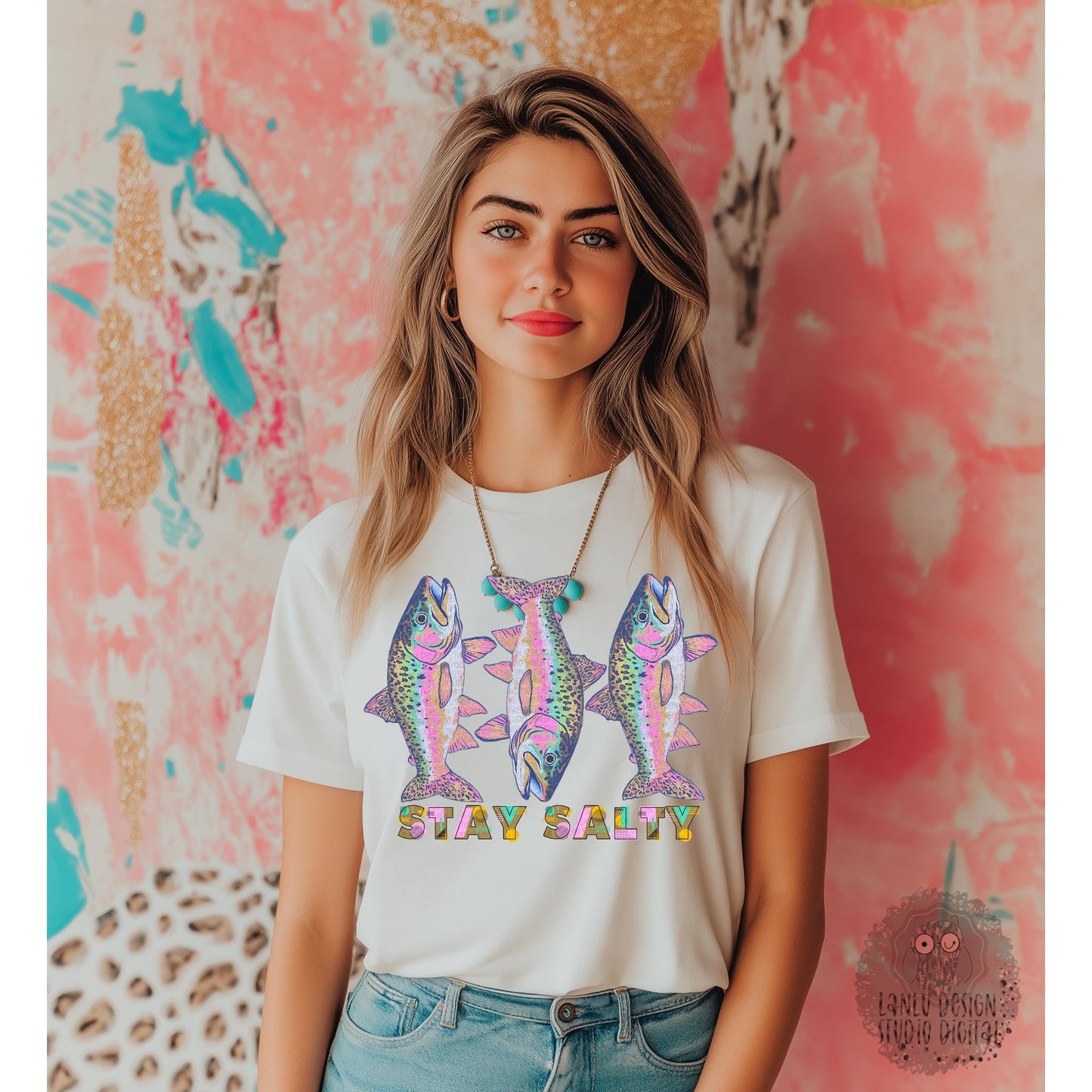Stay Salty Fish PNG Design for T-Shirts | Colorful Digital Art File for DIY Apparel Crafting|Sublimation& DTF Printable Digital Download|