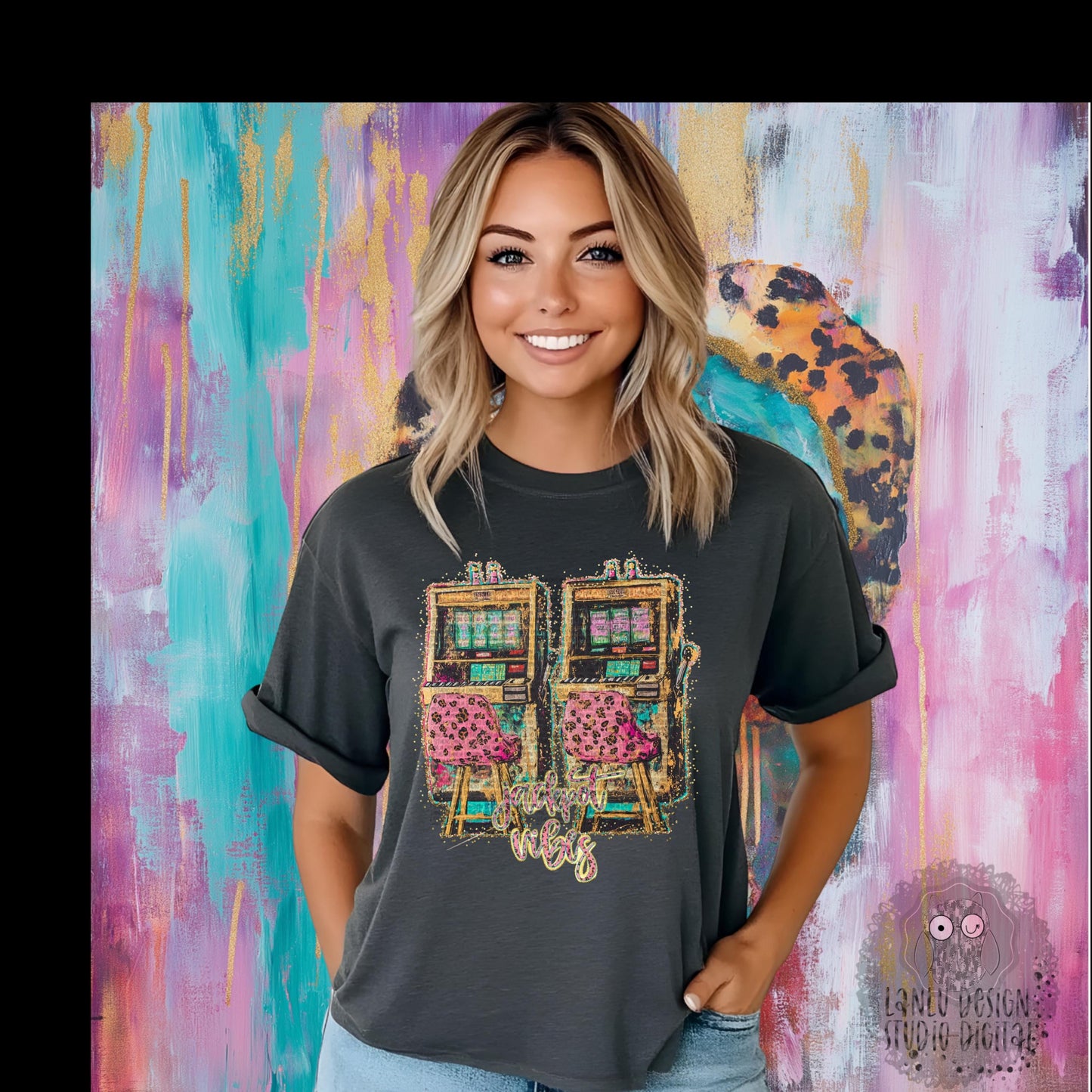 Jackpot Vibes Vintage Slot Machine Digital Art PNG| Instant Download|300 DPI Sublimation& DTF Printable Digital Download|