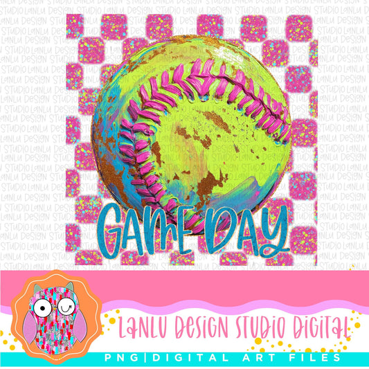 Vibrant Softball Game Day Digital Art Print - High-Quality PNG for Crafting & DIY Projects| Sublimation DTF Printable Digital Download|