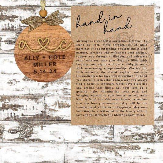 Personalized Story Card Wedding Ornament| Inspirational Keepsake| Congratulations Gift| Unique Holiday Decoration| Car Charm