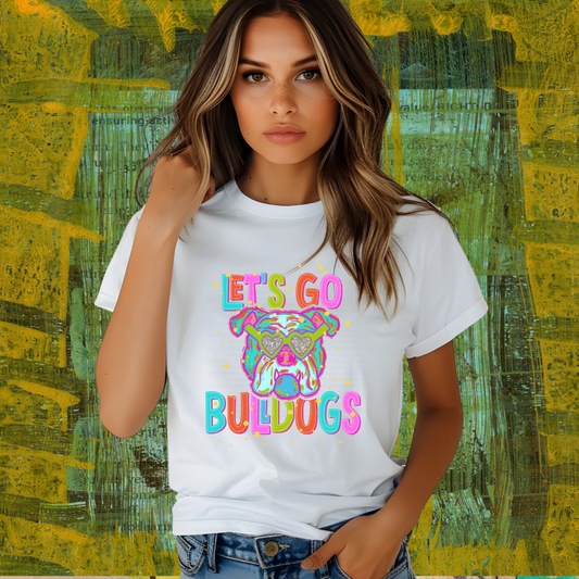 NEON LET'S GO BULLDOGS| MASCOT TEE | SCHOOL SPIRIT | GAME DAY