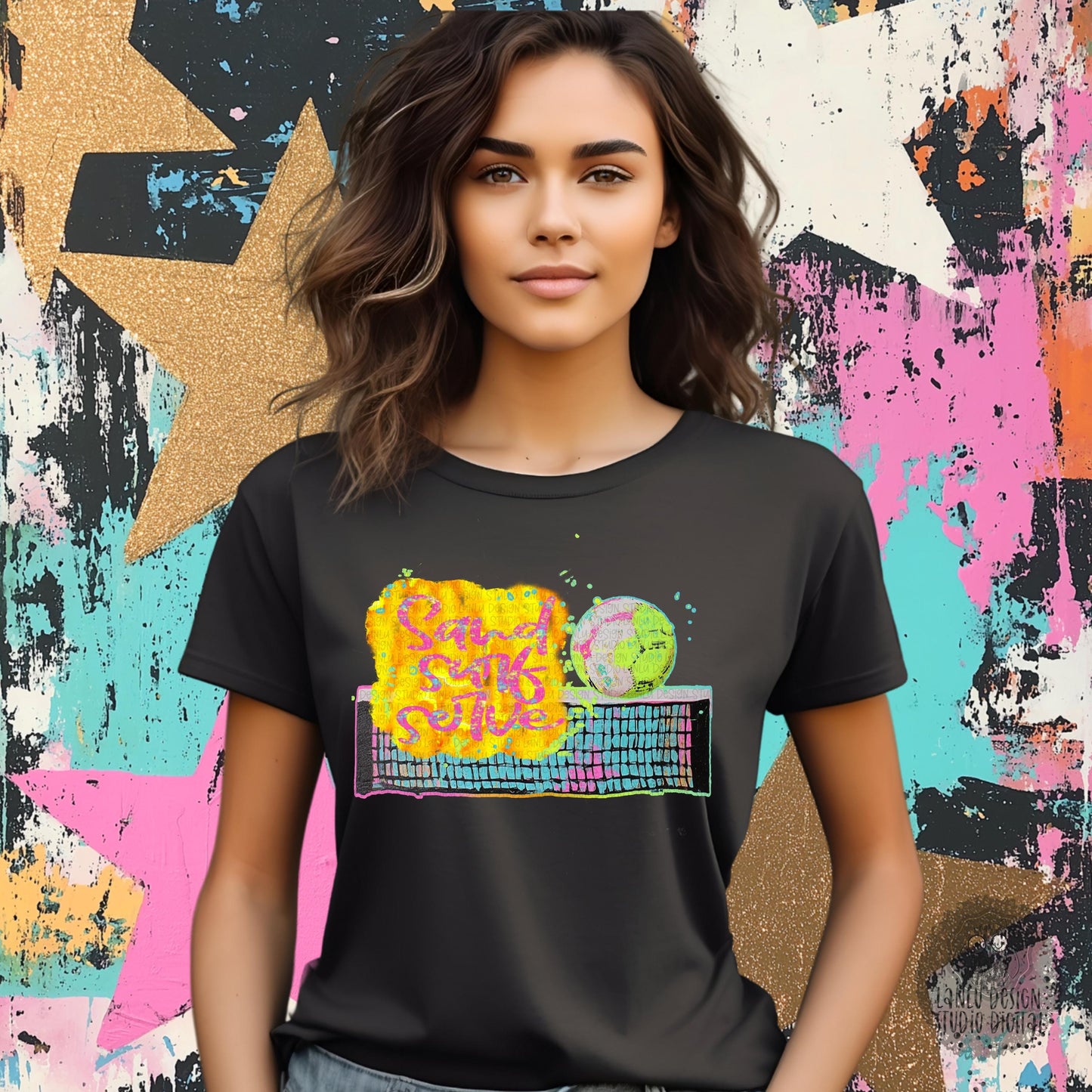 Sand Surf Serve Beach Volleyball Digital Art Print PNG | Fun Summer Sport Design|300 DPI Sublimation& DTF Printable Digital Download|