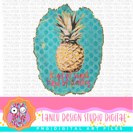 Kind of Sweet Kind of Stabby Pineapple PNG|Trendy Digital Art | Retro Aesthetic Graphic| Sublimation& DTF Printable Digital Download|