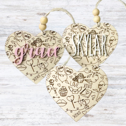 Valentine's Day Basket Tag | Personalized Valentine's Heart Shape tag | Custom Valentine's Basket Heart Gift Tag