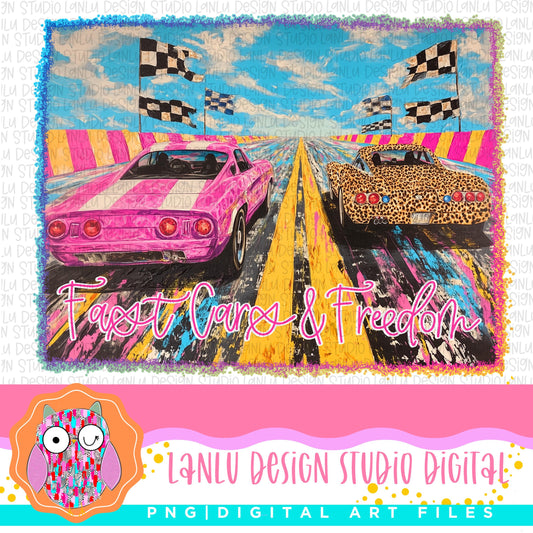 Retro Fast Cars and Freedom Vintage Car Digital Download |300 DPI Sublimation& DTF Printable Digital Download|