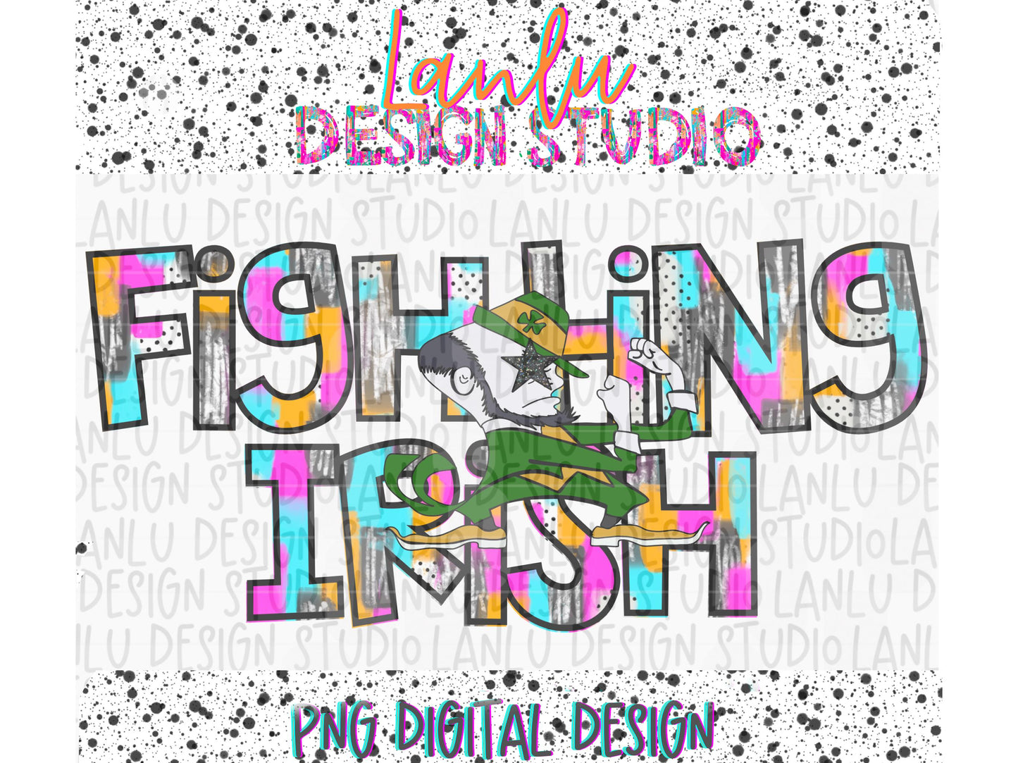 Preppy Paint Stroke Star Eyes Mascot PNG | Fighting Irish