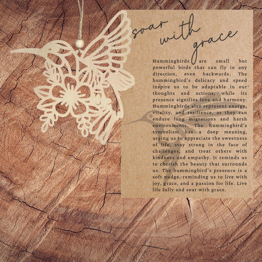 Story Card Hummingbird Ornament| Soar with Grace| Inspirational Keepsake| Motivational Gift| Unique Holiday Decoration| Car Charm