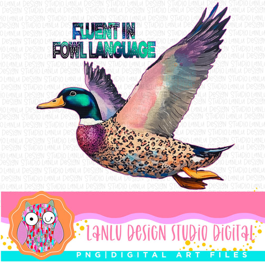 Vibrant Duck Design Fluent in Fowl Language Digital Art Print |300 DPI Sublimation& DTF Printable Digital Download|