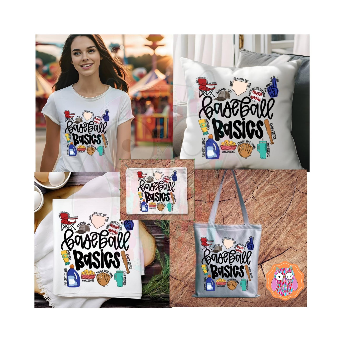 Baseball Basics Kids and Adult Shirt | ]Baseball Tee |Tote & Travel Bag| Tea Towel| Pillow| Baseball Gift|