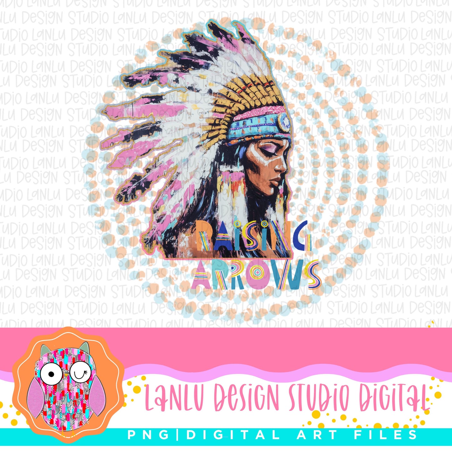 Raising Arrows Stunning Native American Girl PNG Design |Boho Art Digital Download||300 DPI Sublimation& DTF Printable Digital Download|