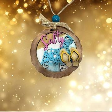 Salty Beach Layered Christmas Ornament| Christmas Ornaments | Handmade Christmas Gifts | Custom