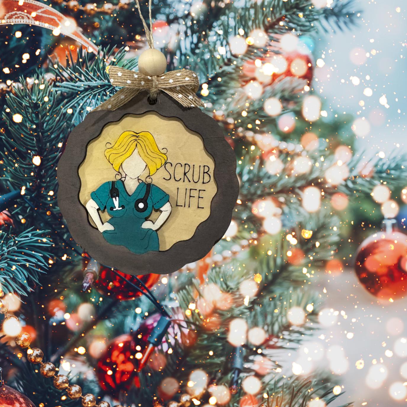 Scrub Life Layered Christmas Ornament| Christmas Ornaments | Handmade Christmas Gifts | Custom