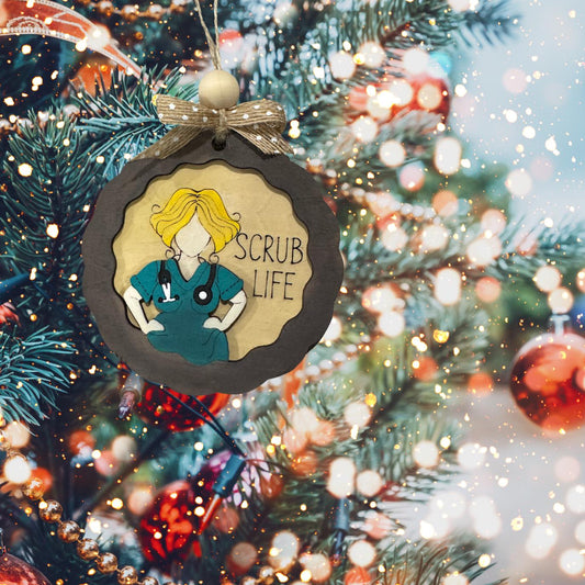 Scrub Life Layered Christmas Ornament| Christmas Ornaments | Handmade Christmas Gifts | Custom