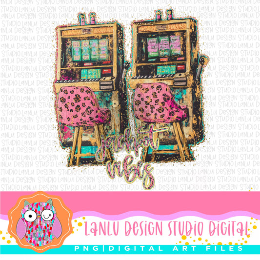 Jackpot Vibes Vintage Slot Machine Digital Art PNG| Instant Download|300 DPI Sublimation& DTF Printable Digital Download|
