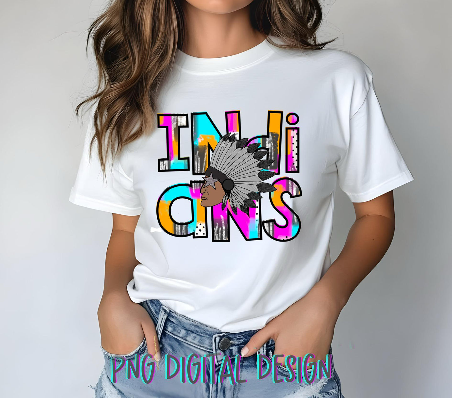 Preppy Paint Stroke Star Eyes Mascot PNG |Indians